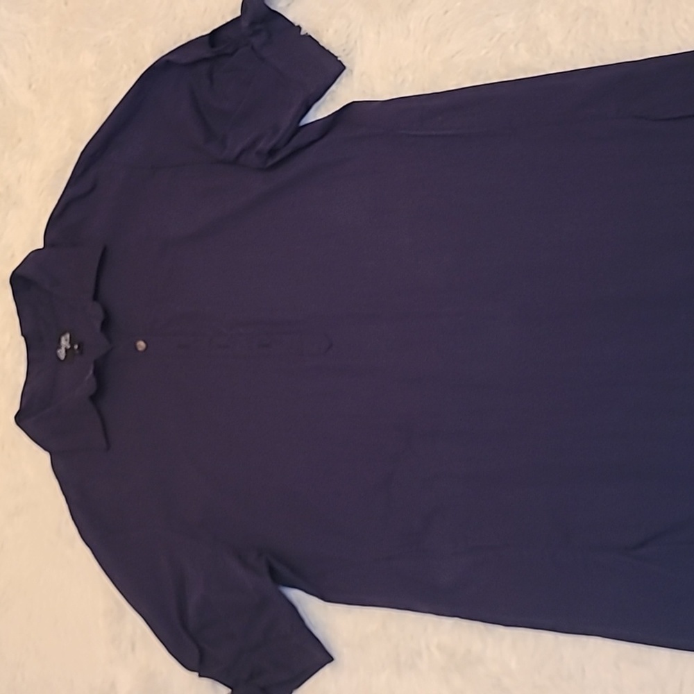 BEIGE BY ECI‎ Women's Navy Blue Short Sleeve Shift High-Low Dress - Size 12